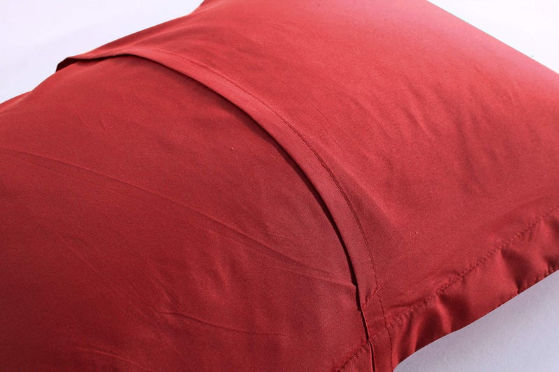 MarCielo 2-Piece Embroidered Pillow Shams, King Decorative Microfiber Pillow Covers Set, King Size (Red) - Image 5